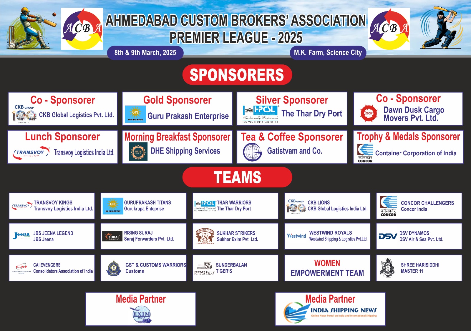 Ahmedabad Custom Brokers' Association Premier League - 2025