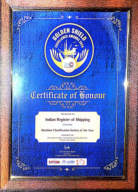 IRS honoured as “Maritime Classification Society of the Year” at IMC Golden Shield Excellence Awards 2026 1 IRS honoured as “Maritime Classification Society of the Year” at IMC Golden Shield Excellence Awards 2026 1787566408899 IRS honoured as “Maritime Classification Society of the Year” at IMC Golden Shield Excellence Awards 2026