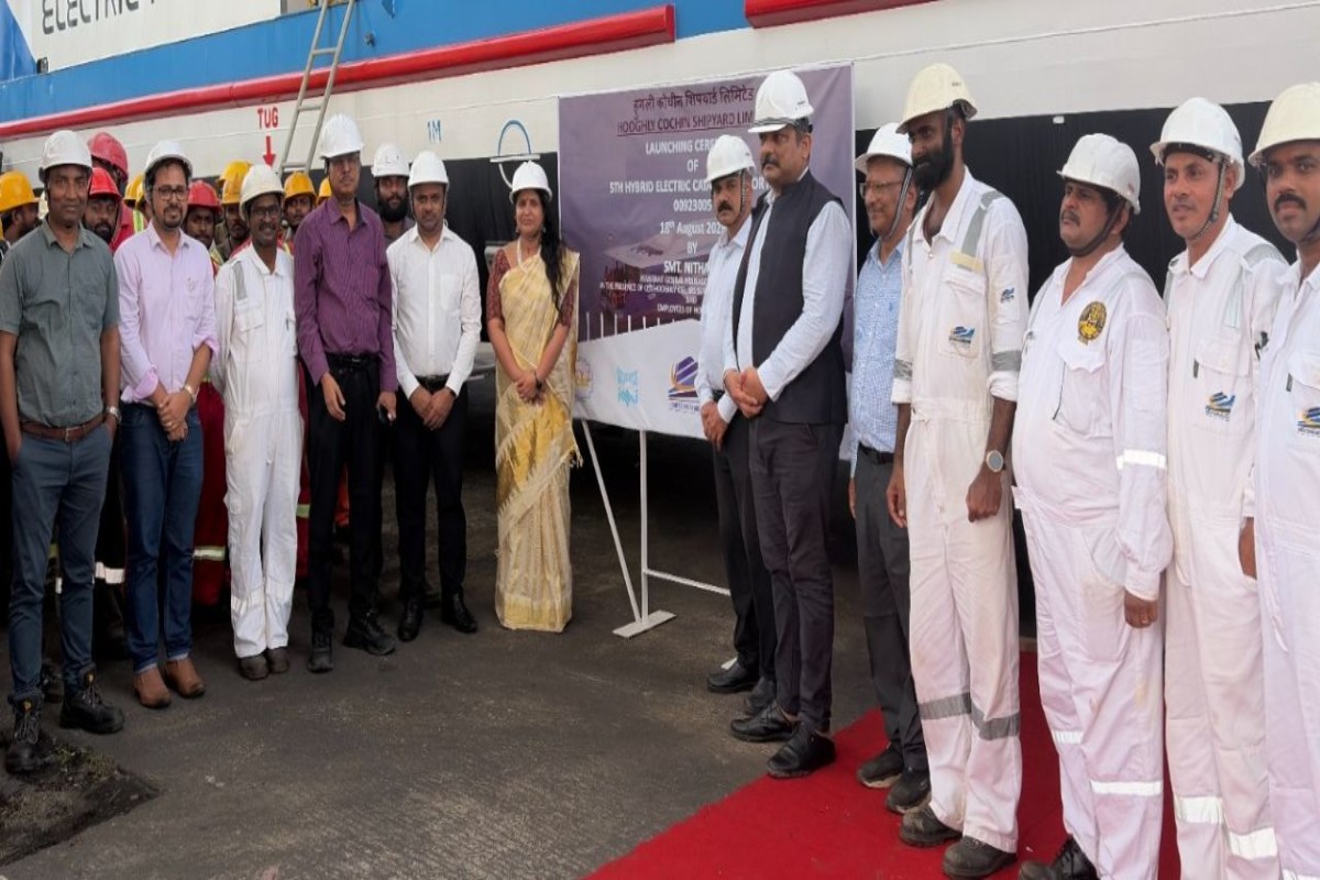 hsl iwai kolkata Hooghly Cochin Shipyard launches 5th Hybrid-Electric Catamaran for IWAI