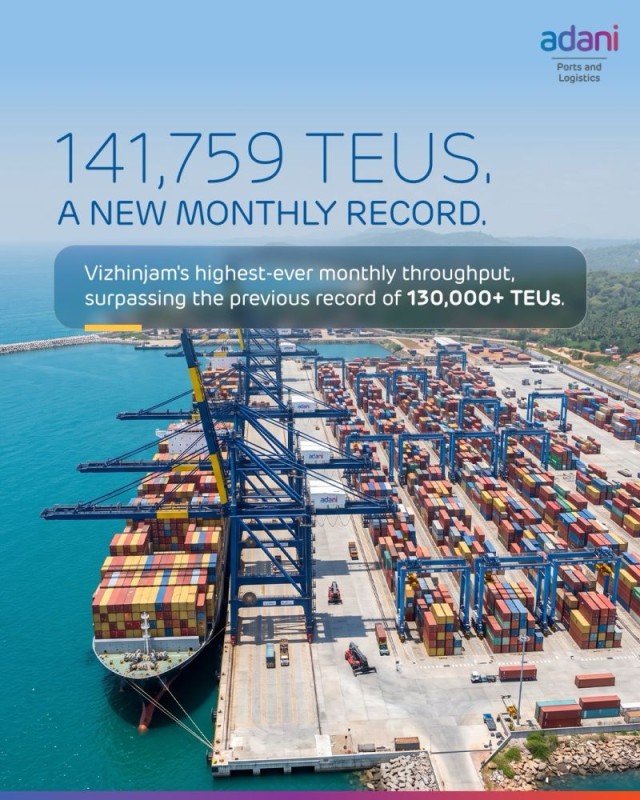 adani viz port Adani Vizhinjam sets new monthly throughput and vessel handling records in August 2026