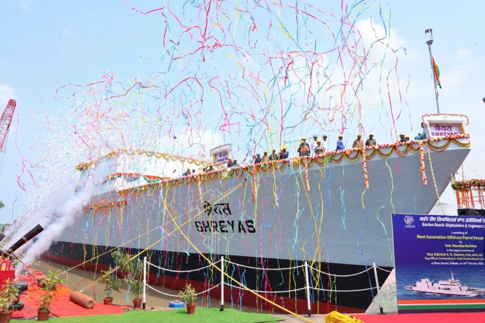 GRSE launches ‘Shreyas’, marking third NGOPV Milestone in under five months 1 GRSE launches ‘Shreyas’, marking third NGOPV Milestone in under five months 1791630123994 GRSE launches ‘Shreyas’, marking third NGOPV Milestone in under five months