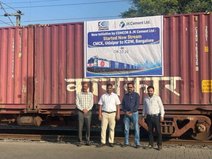 CONCOR launches new containerised rail freight service connecting Udaipur to Bengaluru in partnership with JK Cement
