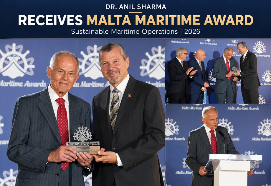 Dr. Anil Sharma Receives Maritime Award received by Prof. Andreas Merikas 1 Dr. Anil Sharma receives Malta Maritime Award for Contribution to Sustainable Maritime Operations