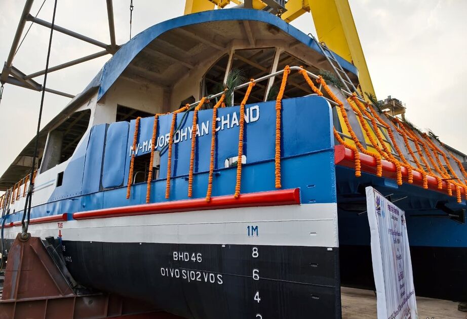 HCL 1 1 Hooghly Cochin Shipyard completes launch of Six Hybrid-Electric Catamarans for IWAI