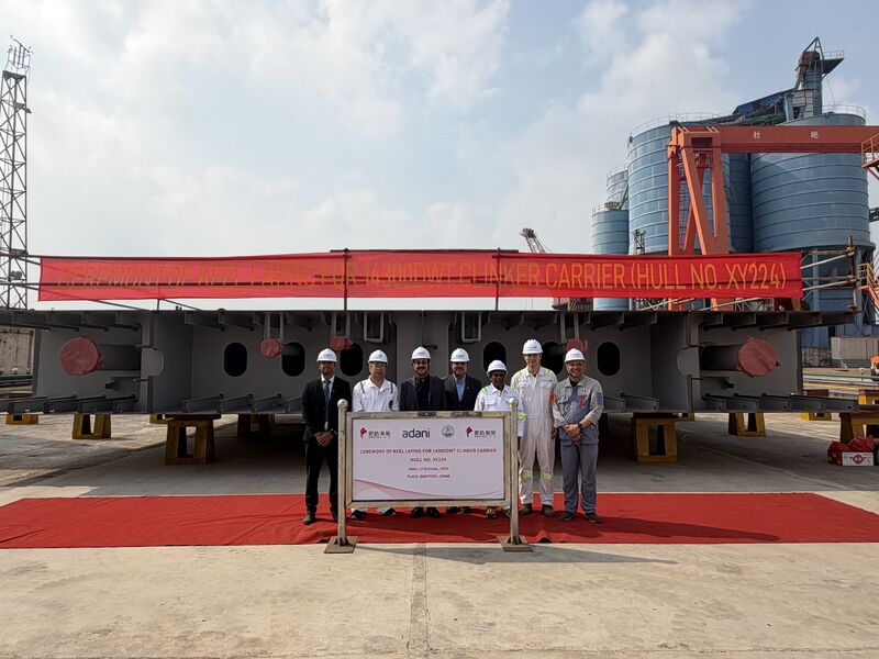 IRS Adani 2 Indian Register of Shipping attends Keel Laying Ceremony for 14,300 DWT Clinker Carrier for Adani Group Company