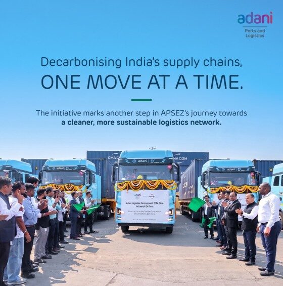 cma cgm adani edited Adani Logistics and CMA CGM flag off India’s largest electric truck fleet for container movement at ICD Tumb